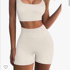 White Seamless Ribbed High Waist Shorts
